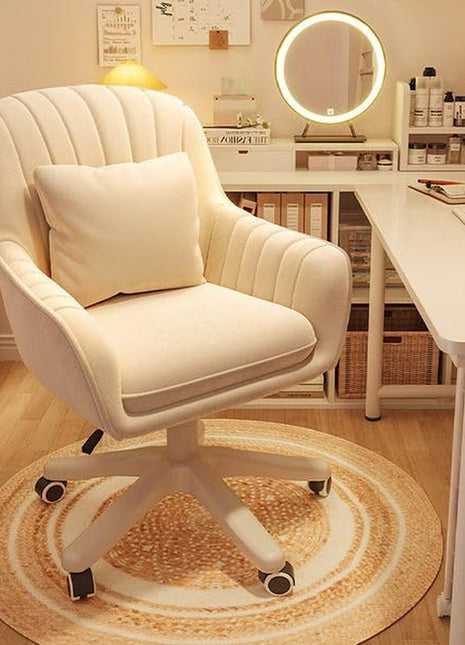 Home Office Chair Computer Chair with Mid-Back Upholstered Modern Tufted Computer Task Chair Swivel Height Adjustable Velvet Accent Chair.-0