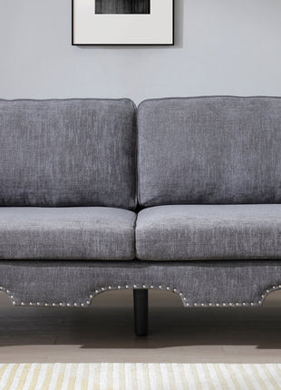 2 Piece Sectional Sofa Set with Movable Pillows, 5 Seat Convertible  Couch Sets,  Upholstered Sofa for Living Room Office, Bedroom & Apartment,  Gray-3