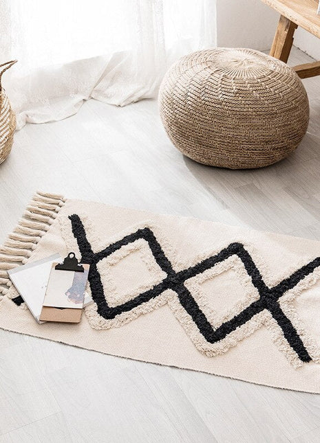 Retro Bohemian Hand Woven Tassel Carpet Rug-5
