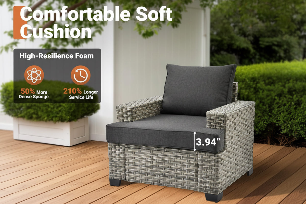 Six Piece Rattan Wicker Outdoor Sectional Sofa Set-4