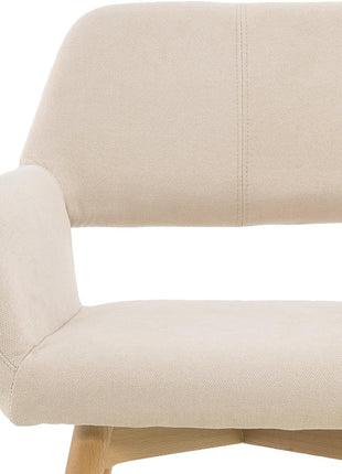 Desk Chair No Wheels Vanity Chair Makeup Chair Comfy Accent Chair for Living Dining Room Bedroom Home Office Mid Century Modern Upholstered Arm Chair Sofa Chair (Beige, 1)-4