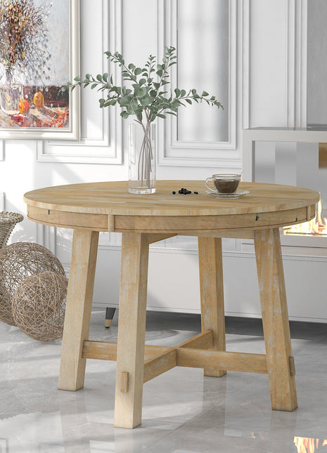 Farmhouse Round Extendable Dining Table-2