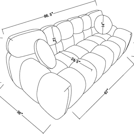 3 Seater Teddy Fleece Boucle Upholstered Loveseat Sofa Clouch Couch, Minimalist Style Marshmallow Deep-Seat Cloud Modular Couch with Thicked Cushions and Decor Pillows for Living Room, Bedroom-1