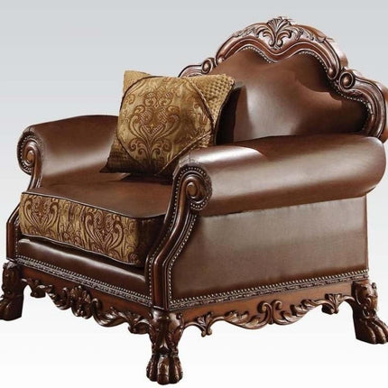 3-PS Living Room Set, Traditional Collection Including Sofa W/3 Pillows, Loveseat W/2 Pillows and Chair W/1 Pillow, Cherry Oak, Vintage/Victorian-3