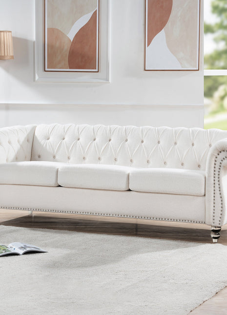 Rolled Arm Chesterfield 3 Seater Sofa-3