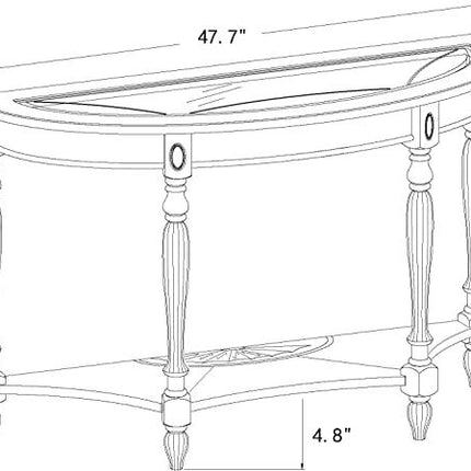 Half Moon Glass Top Oka Wood Console Table-2