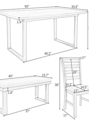 6-Pieces Solid Wood Dining Room Set-3