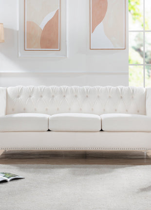 Rolled Arm Chesterfield 3 Seater Sofa-1