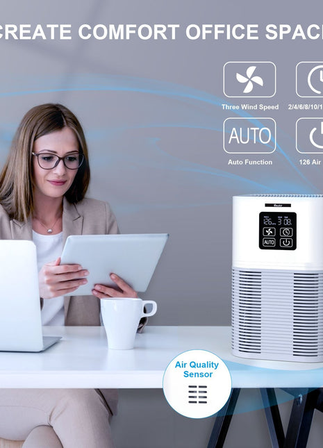 2 in 1 Air Purifier with H13 Filters for Home Allergies Pets Hair Odor Eliminators-2