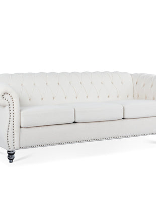 Rolled Arm Chesterfield 3 Seater Sofa-4