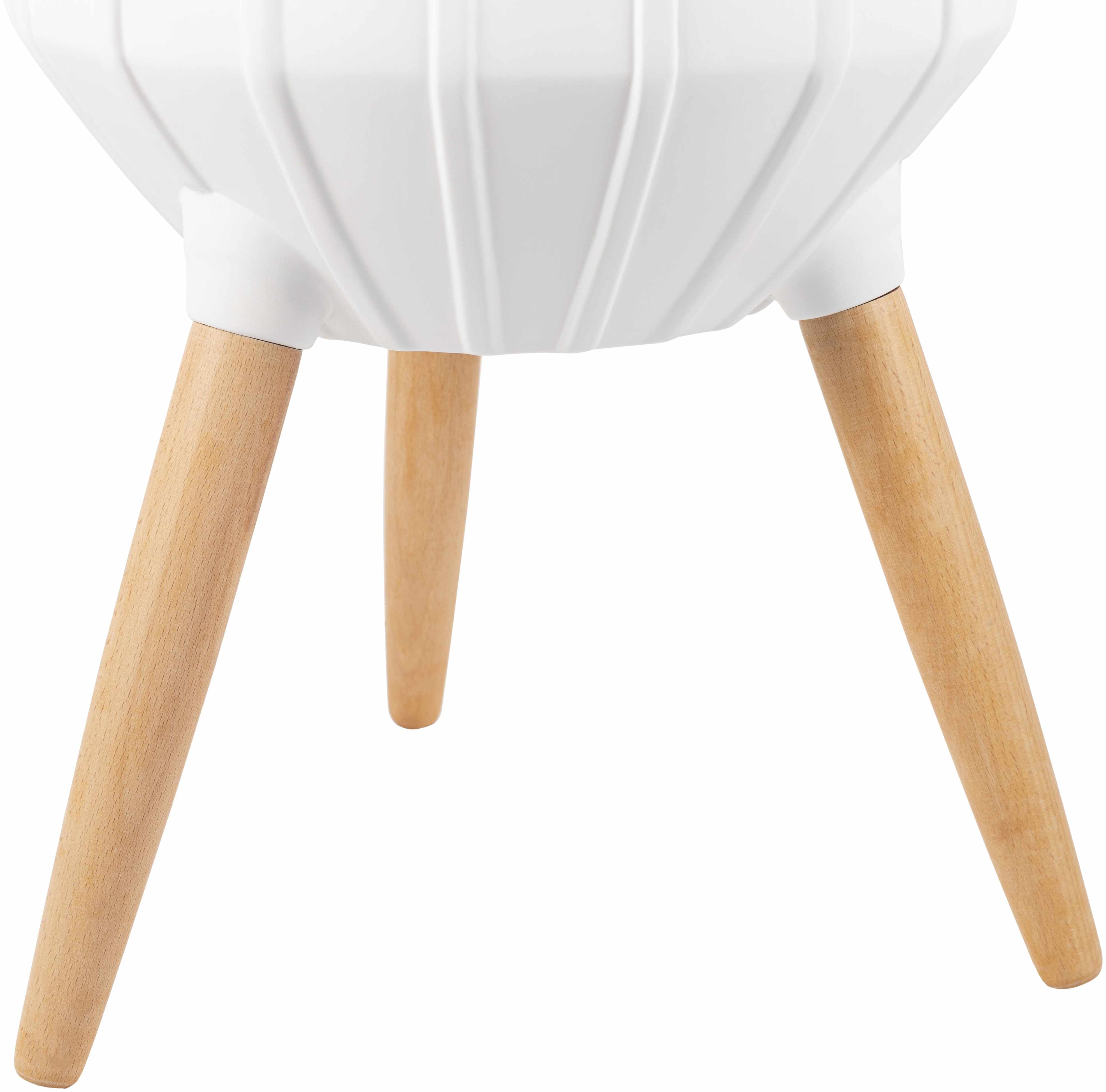 Dunguan White Ribbed Wood Planter-3