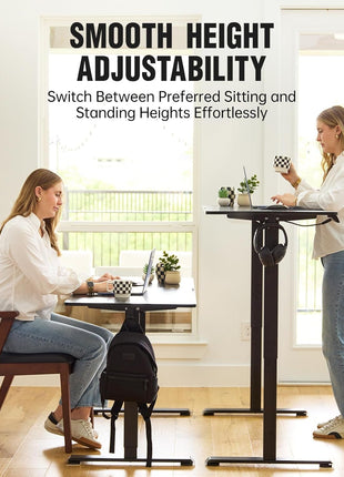 47.2 Inch Electric Standing Desk, Height Adjustable Sit Stand Up, Wood Desktop, Work Home Office Computer PC Table, Tall Standup Workstation, Gaming Writing Study Bedroom Rising Desks, Black-3