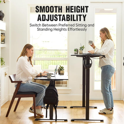 47.2 Inch Electric Standing Desk, Height Adjustable Sit Stand Up, Wood Desktop, Work Home Office Computer PC Table, Tall Standup Workstation, Gaming Writing Study Bedroom Rising Desks, Black-3