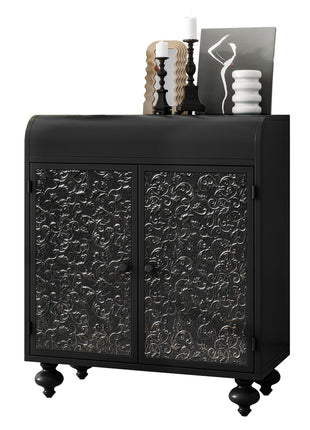 Art Accent Cabinet With 2 Doors, Sideboard Buffet Cabinet with Storage, Distressed Decorative Storage Cabinet With Embossed Pattern For Entryway Living Room Dining Room-4