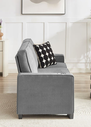 83.86'Snowfleece Fabric sofa,Modern Compressed Couch,3-Seater Sofa, Furniture for Living Room,Bedroom,office ,Gray-3