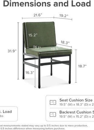 Odelia Dining Chairs, Kitchen Chairs, Dining Room Chairs, Black Dining Chairs, Sturdy Bifma-Certified Rust-Free Metal Frame and Removable Cushion Covers (2, Olive Green Velvet, One Size)-1