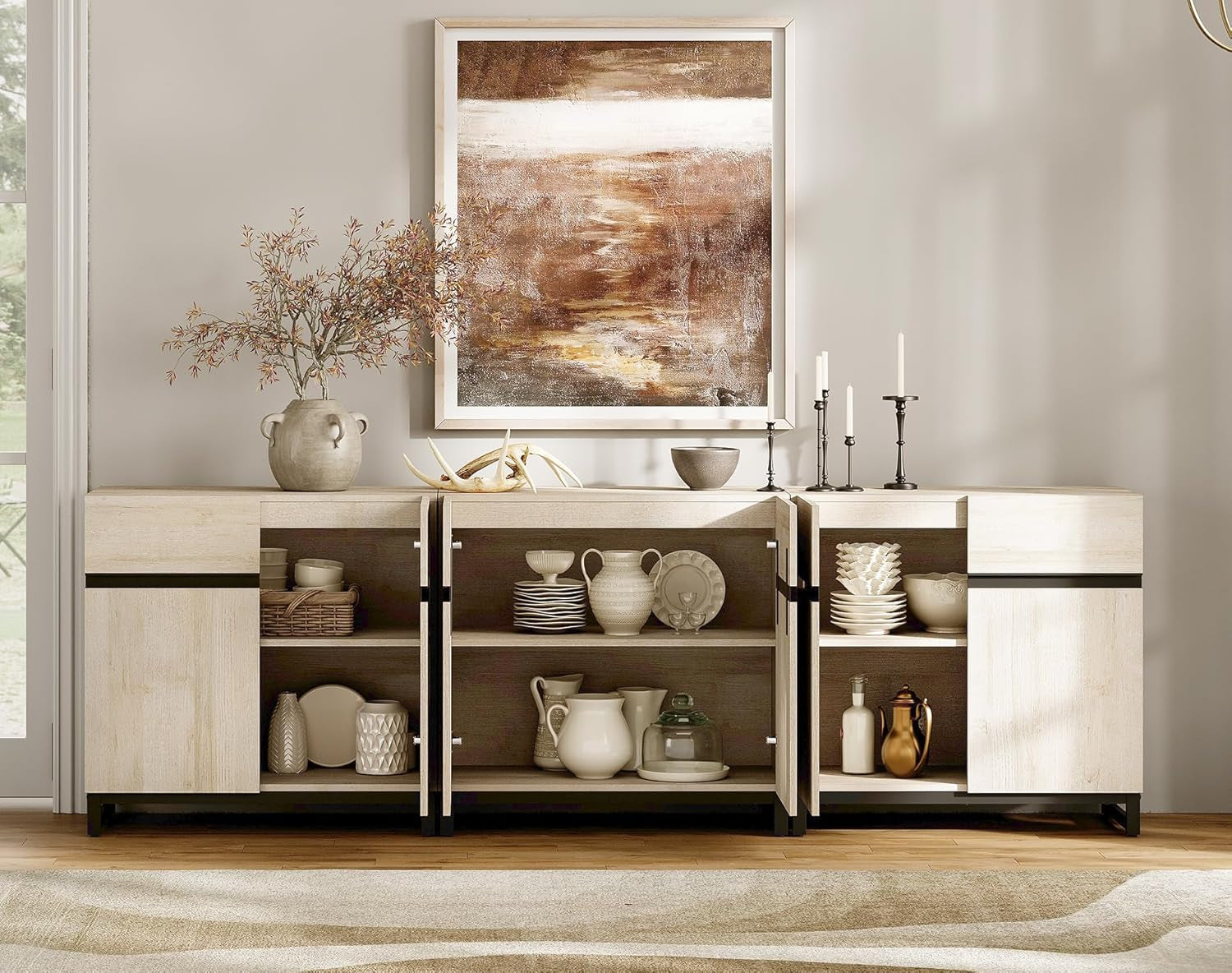 Modern sideboard with decorative items in a living room setting