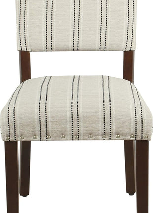Home Decor | Upholstered Dining Chairs | Dining Chairs Set of 2 with Nailhead Trim | Decorative Home Furniture, Black and White Stripes-4