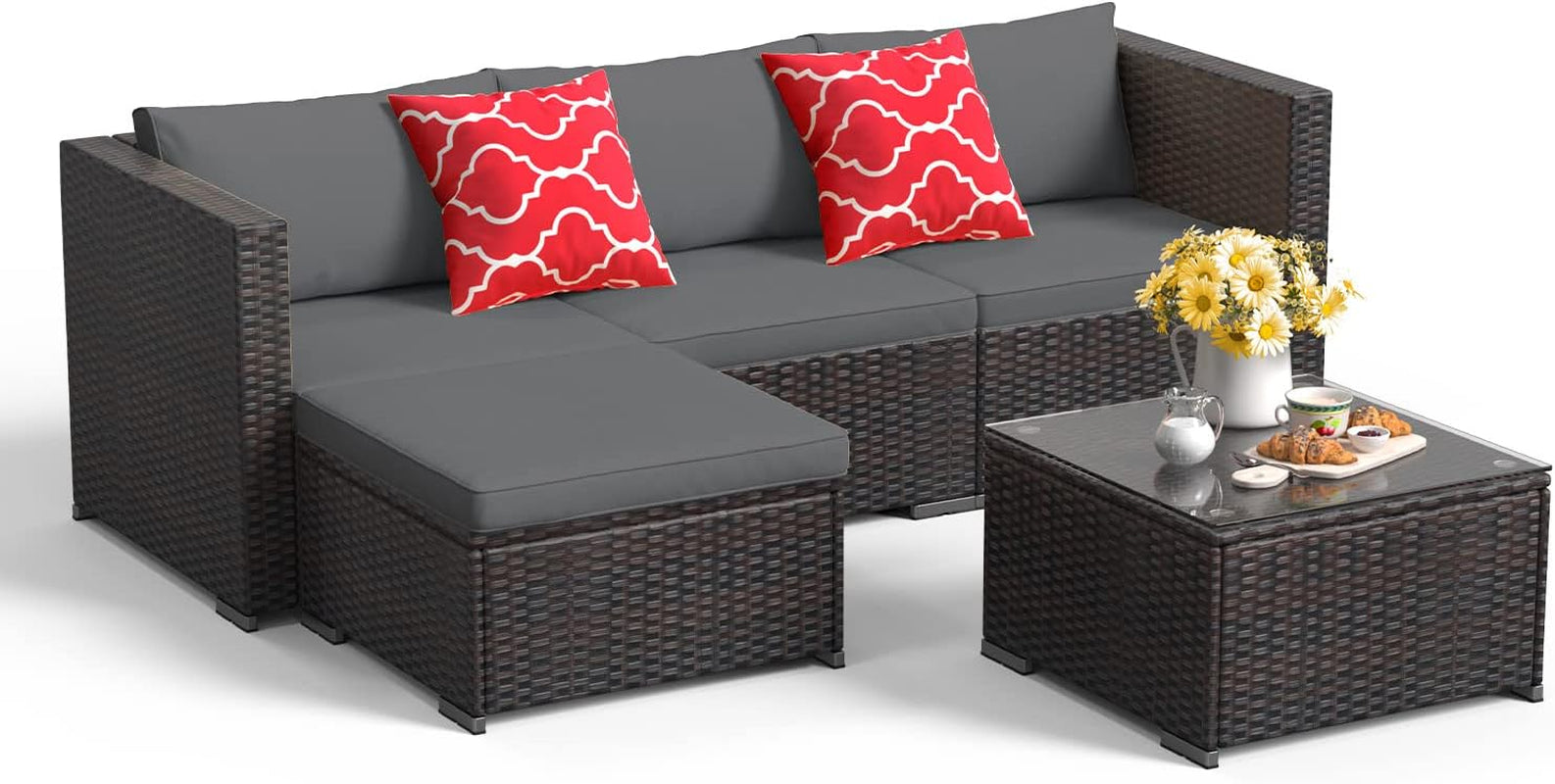 Outdoor Patio Conversation Set All Weather Gray Sectional-1
