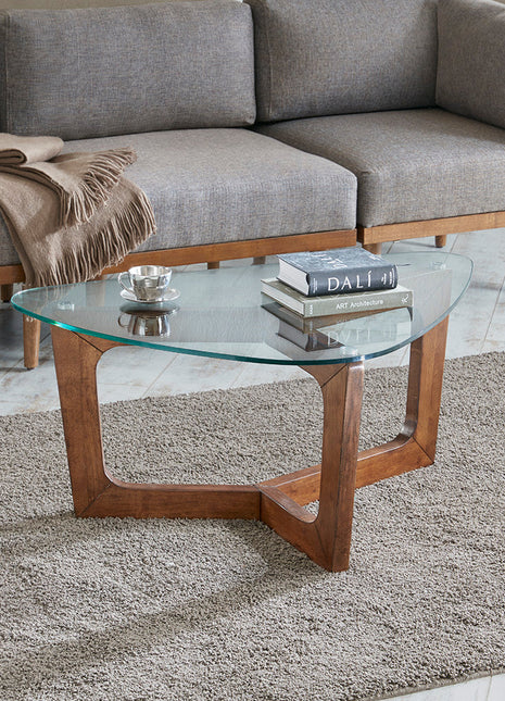Wood Base Tempered Glass Top Coffee Table-1