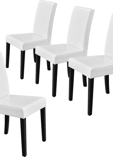 Set of 4 Modern Parson Chairs, Faux Leather, White-1