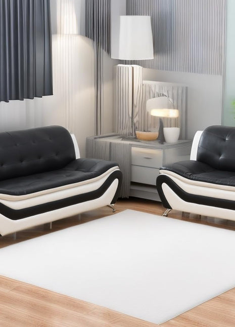 Living Room Sofa Set Leather Couch and Loveseat for Living Room, Living Room Couch Set, Sofa for Bedroom, Apartment, Living Room Furniture Sets (Black&White, Sofa+Loveseat)-0