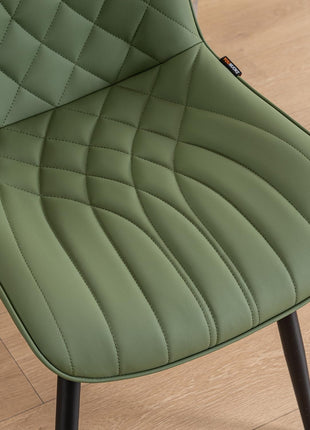 Dining Chairs Set of 2 Mid Century Modern Kitchen Chair Comfortable Upholstered Faux Leather Dinner Chairs for Kitchen Dining Room, Olive-3
