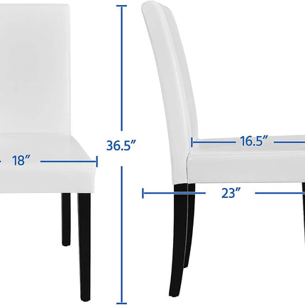 Set of 4 Modern Parson Chairs, Faux Leather, White-2