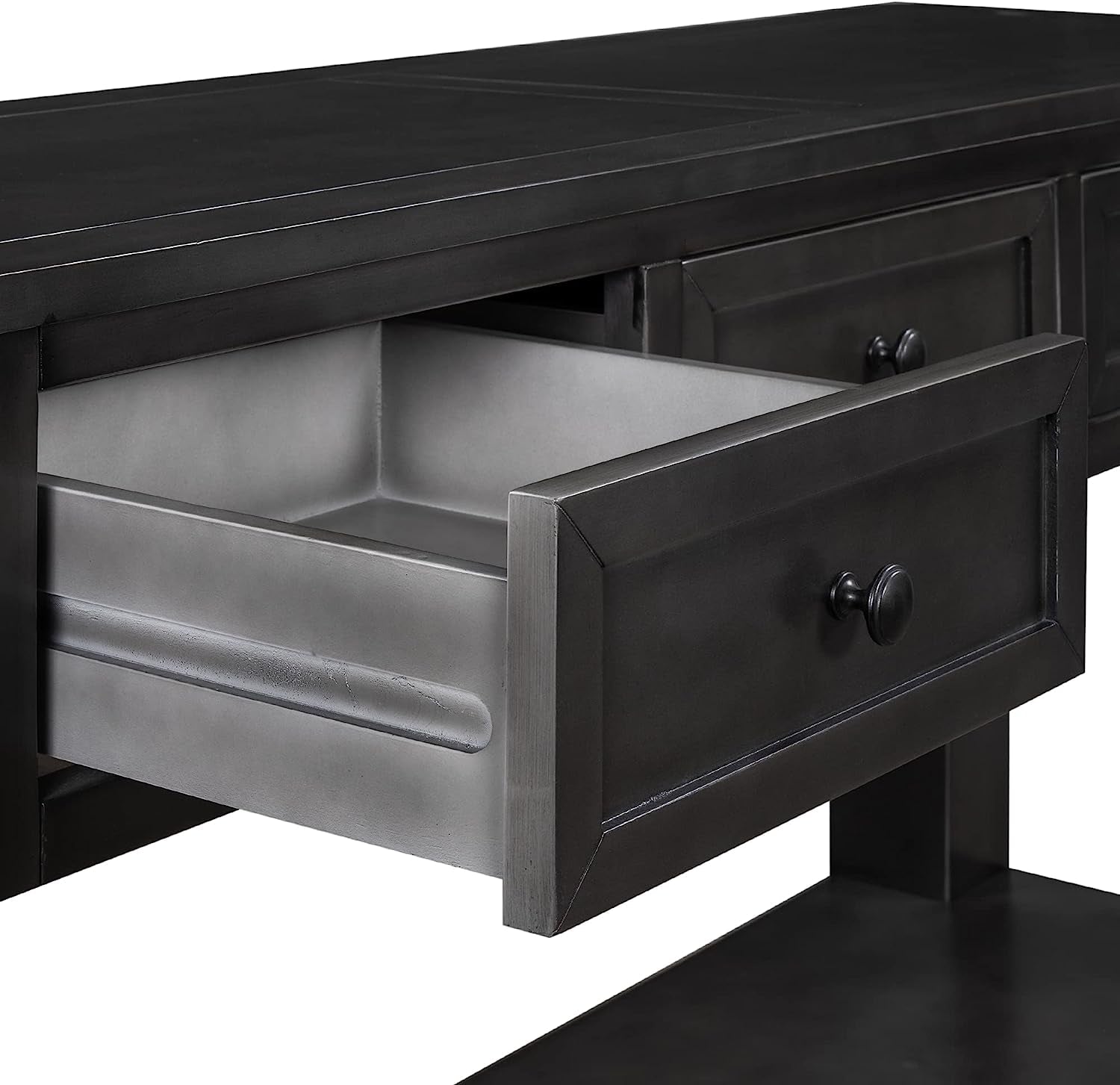 Black Console Table 55In Wide With 3 Drawers And Shelf