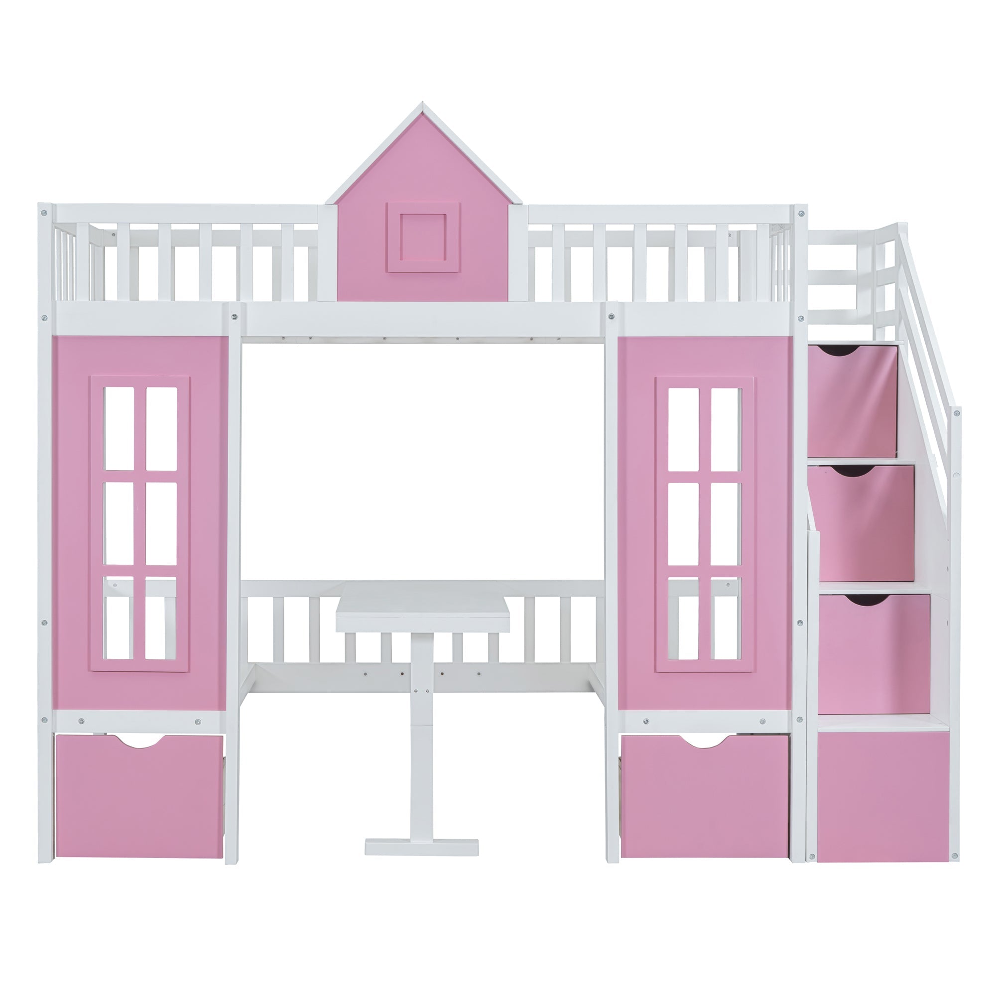 Twin-Over-Twin Bunk Bed with Changeable Table, Bunk Bed Turn into