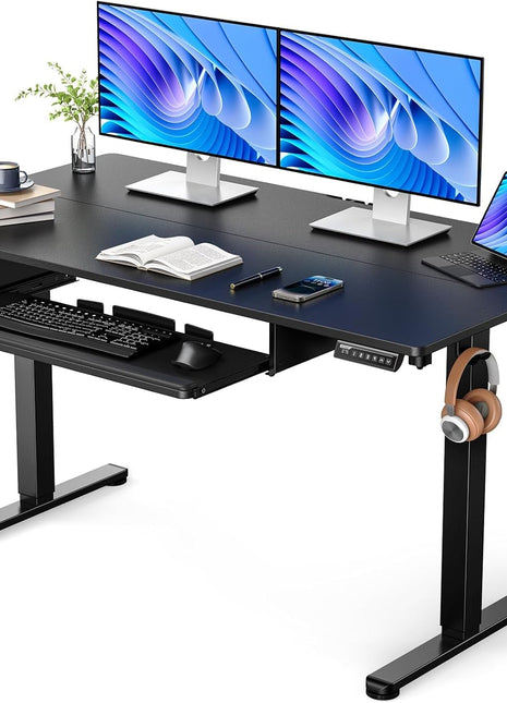 Electric Standing Desk with Adjustable Height Keyboard Tray-0