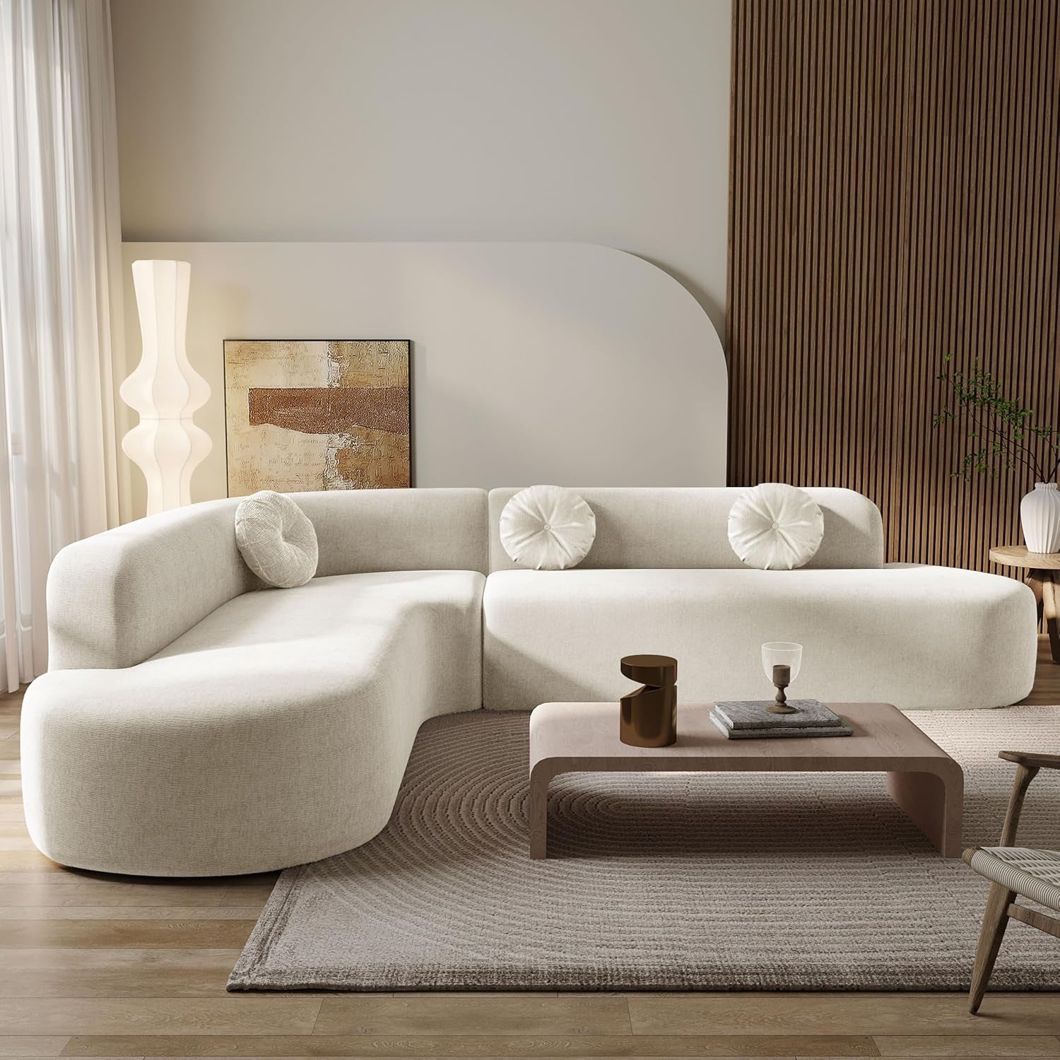 Extra Large Sectional Sofa with Elegant Curved Design-0