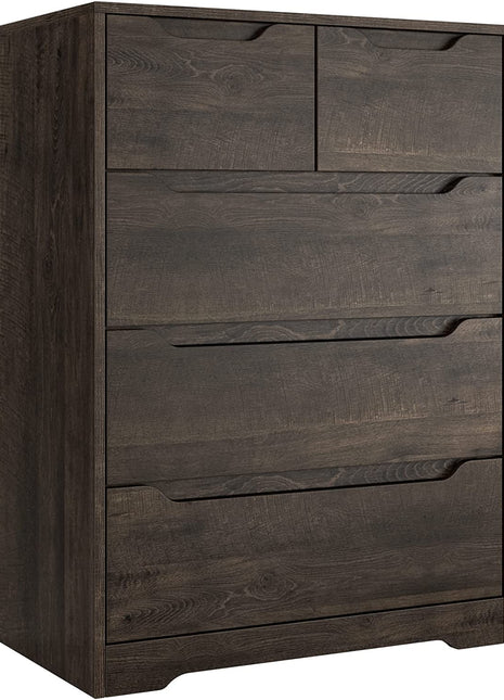 Modern Dark Brown 5-Drawer Clothing Organizer
