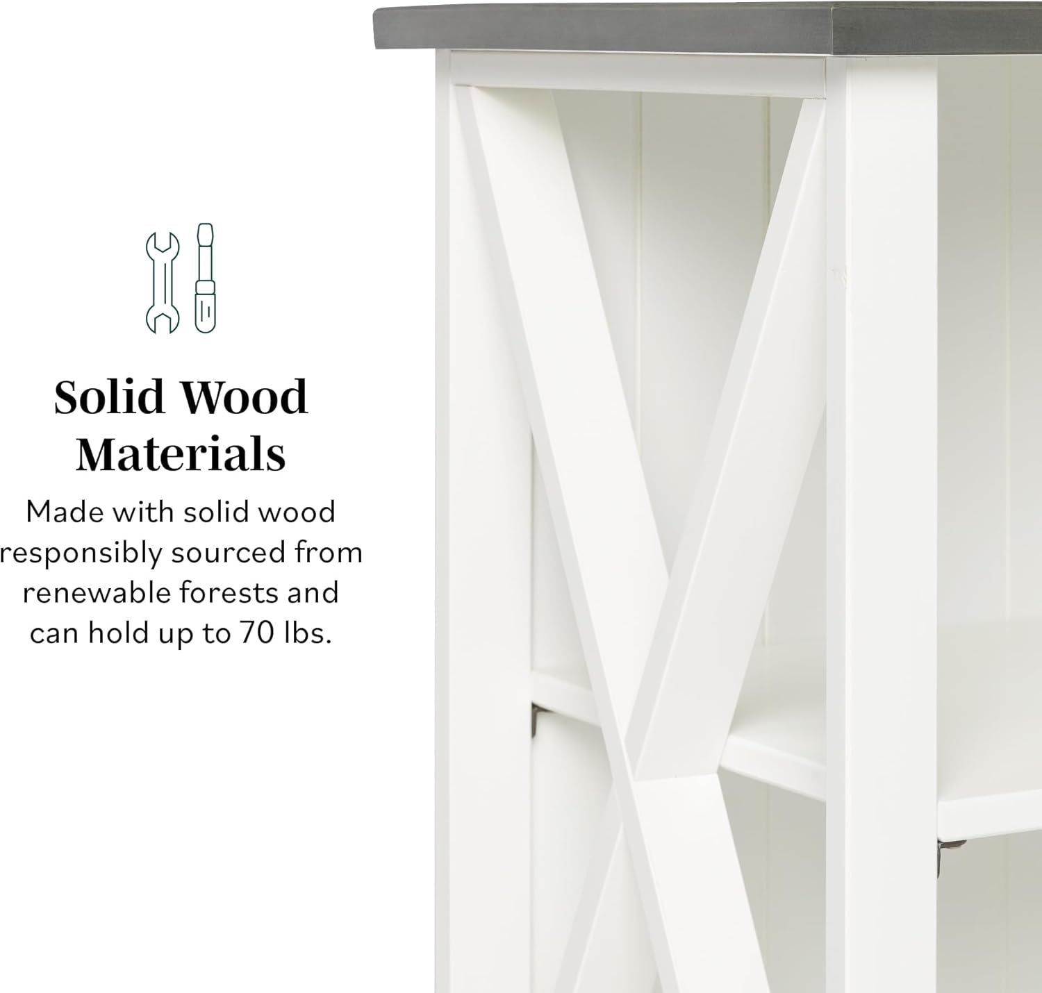 52 Inch White 2 Tier Modern Farmhouse Wood Bookcase Bookshelf for Home
