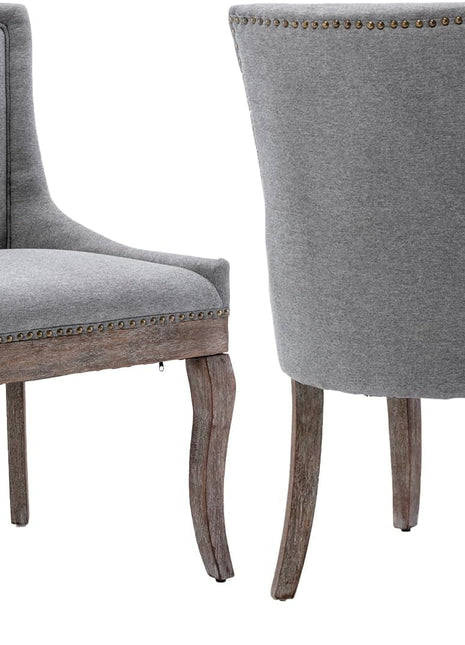 Modern Dining Chairs Set of 2, High Back Dining Chairs Side Chairs with Solid Wood Legs, Upholstered Fabric Dining Room Chairs for Dining Room Kitchen, Grey-0