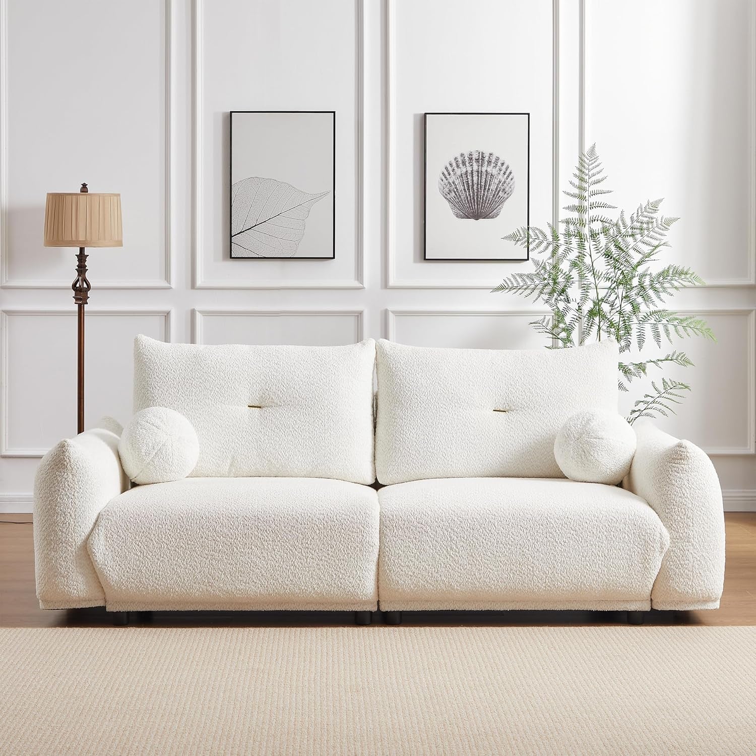 ersized Lambswool Modular Sofa 3-Seater with Pillows.-3