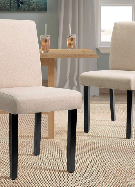 Dining Chairs Urban Style Fabric Parson Chairs Kitchen Living Room Armless Side Chair with Solid Wood Legs Set of 4 (Beige)-1