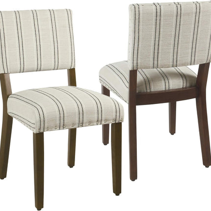 Home Decor | Upholstered Dining Chairs | Dining Chairs Set of 2 with Nailhead Trim | Decorative Home Furniture, Black and White Stripes-0