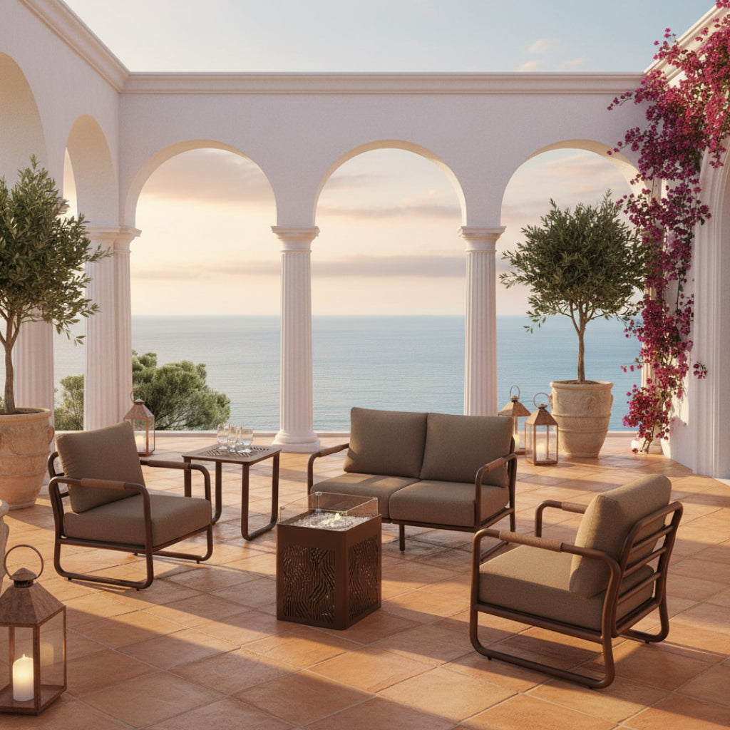 Outdoor Aluminum Patio Furniture Set with Fire Pit-0