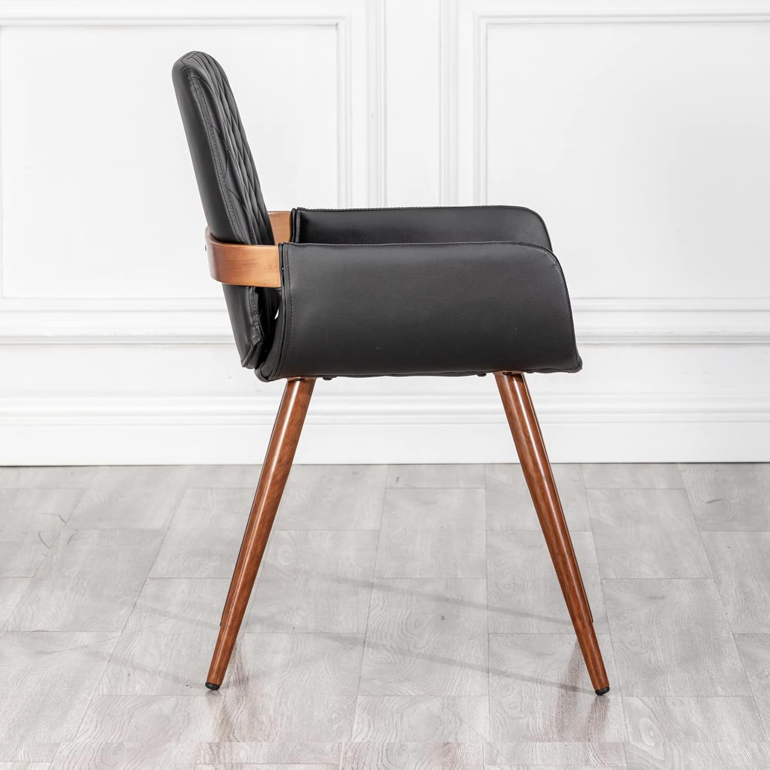 Hardy Haus Mid Century Modern Faux Leather Dining Chairs Set of 2 – Black
