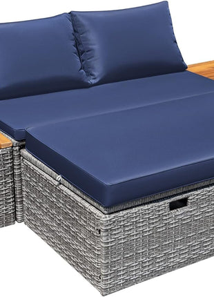 Comfortable Multifunctional Outdoor Day Bed with Side Tables-0