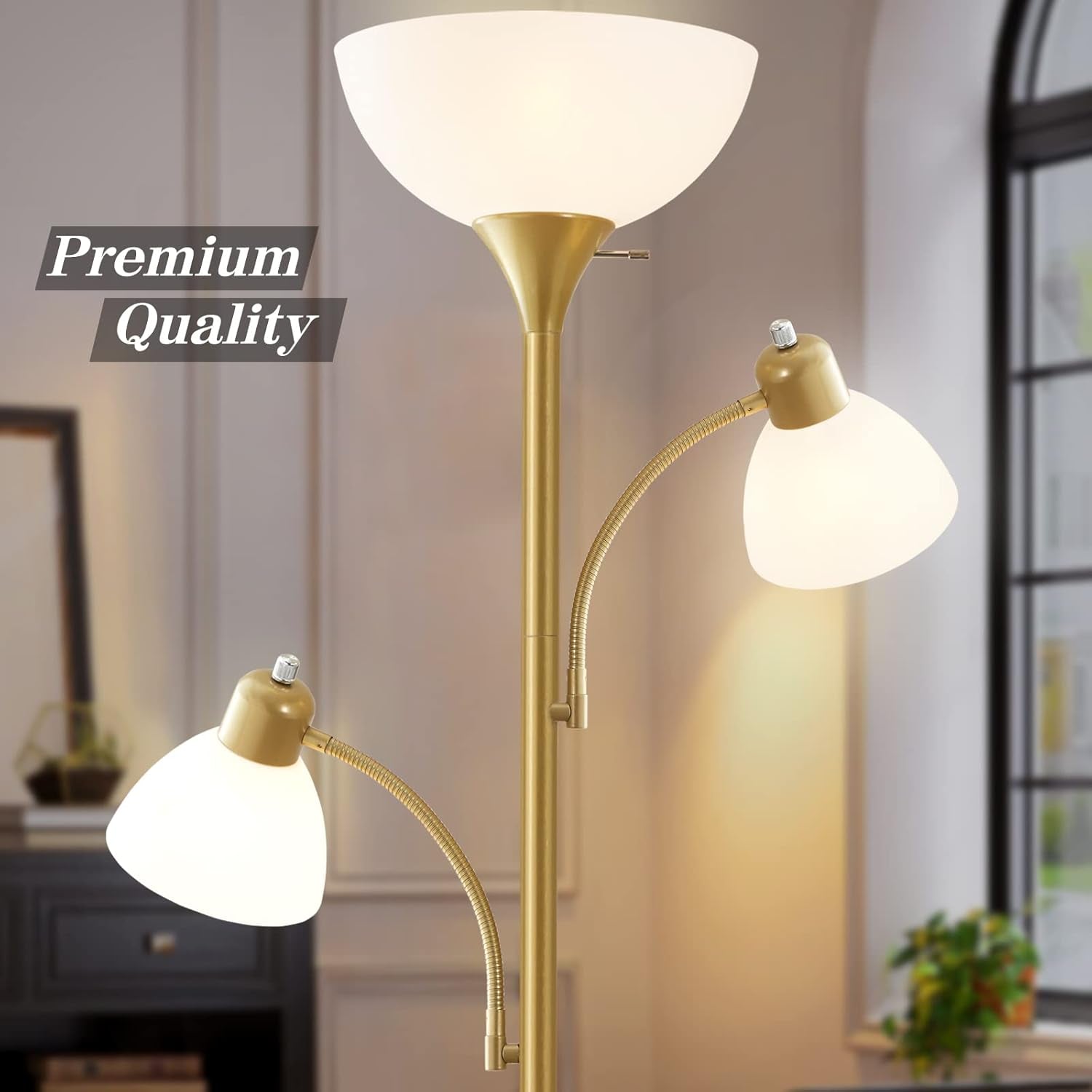 floor Lamp Gold White ReadingLight