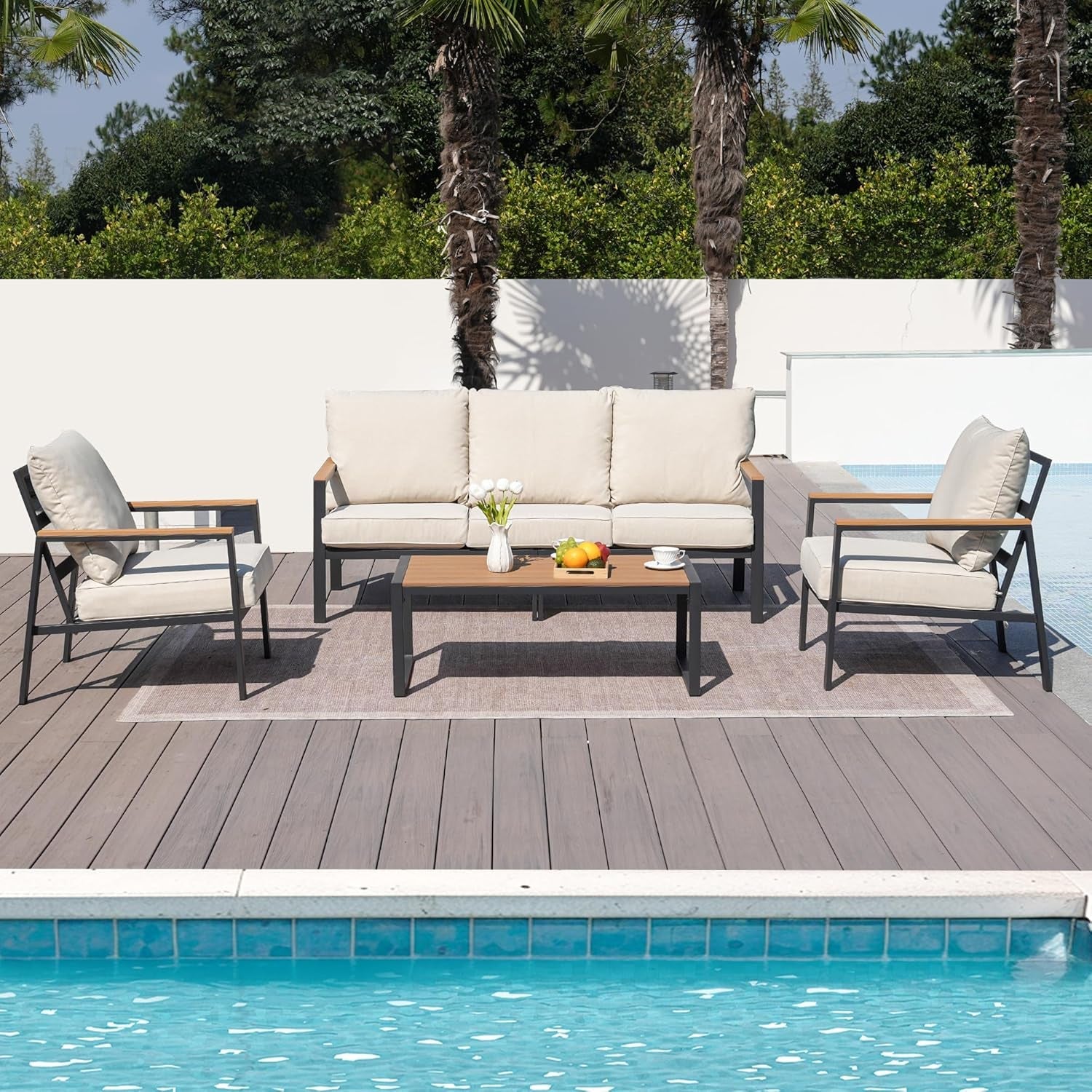 Stylish Four Piece Outdoor Patio Furniture Conversation Set-2