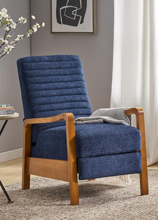 Recliner Chair, Club Recliner, Reclining Sofa, Upholsterd Armchair, Recliner Chair with Adjustable Stitching Backrest, Reading Chair for Living Room, Home Rest, Navy Blue-3