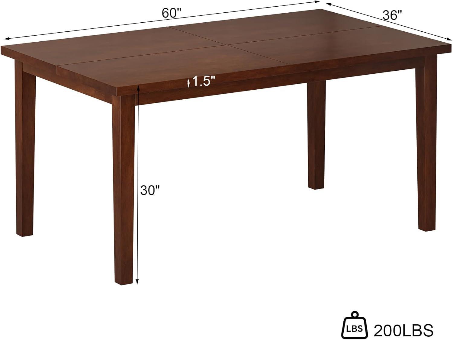 Wooden table with dimensions labeled on a white background