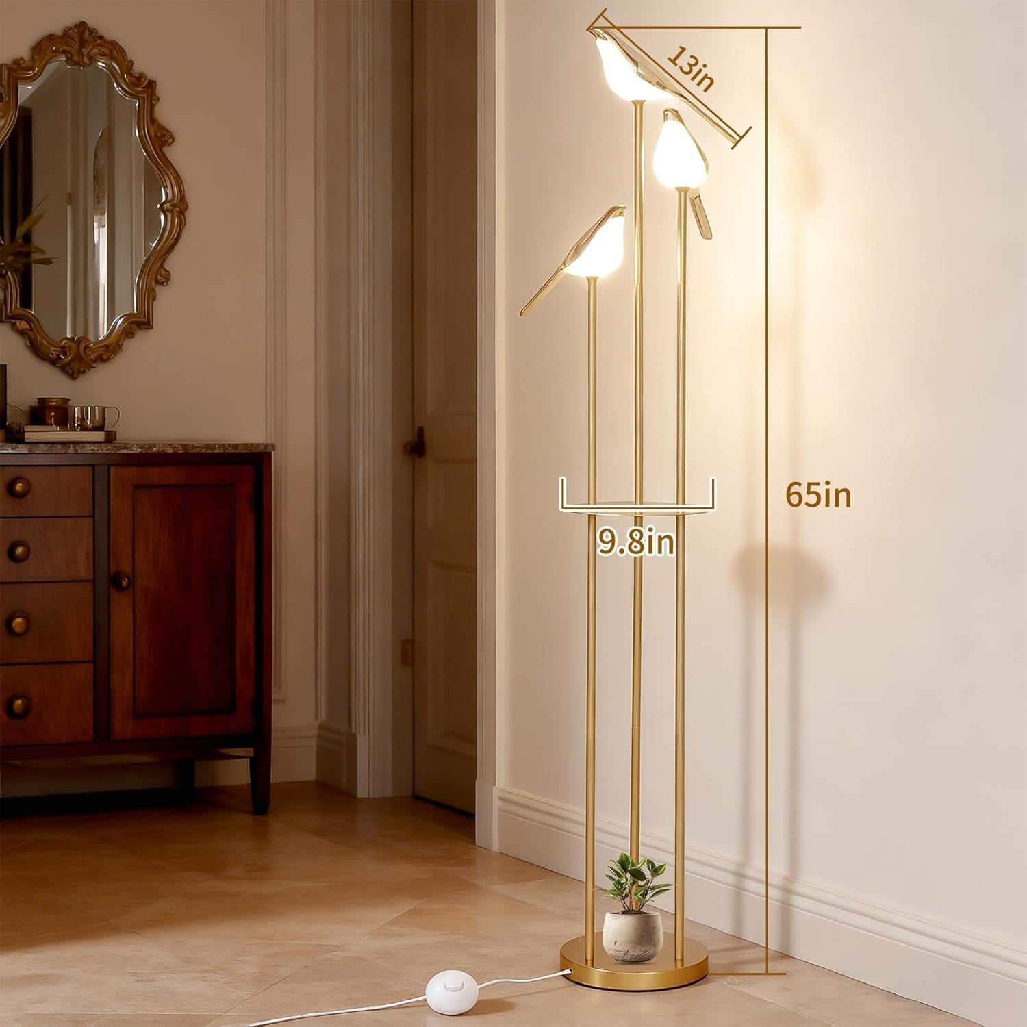  Floor Lamp With Adjustable Brightness Shelving