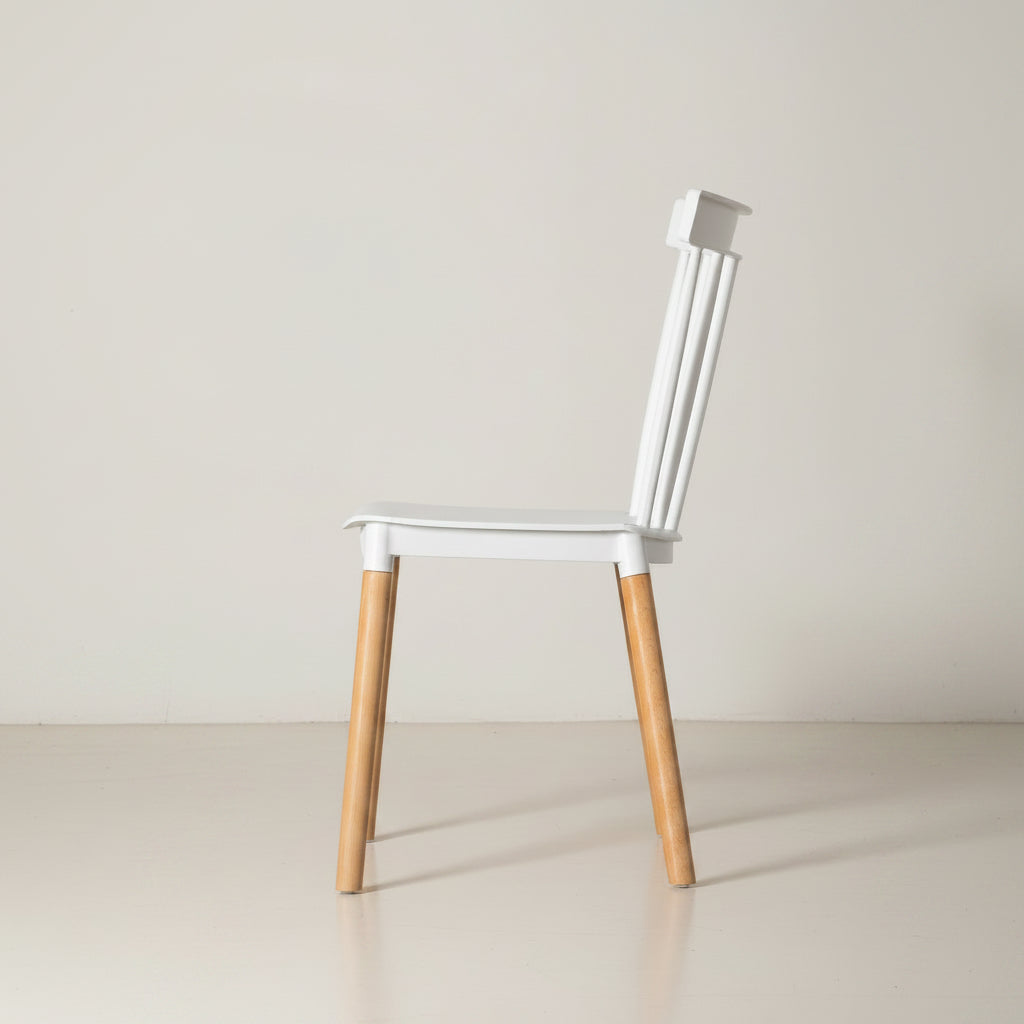 Hardy Haus White Polypropylene Dining Chairs with Beechwood Legs