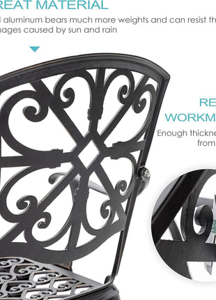 Black Rustproof Bistro Set Umbrella Hole-4