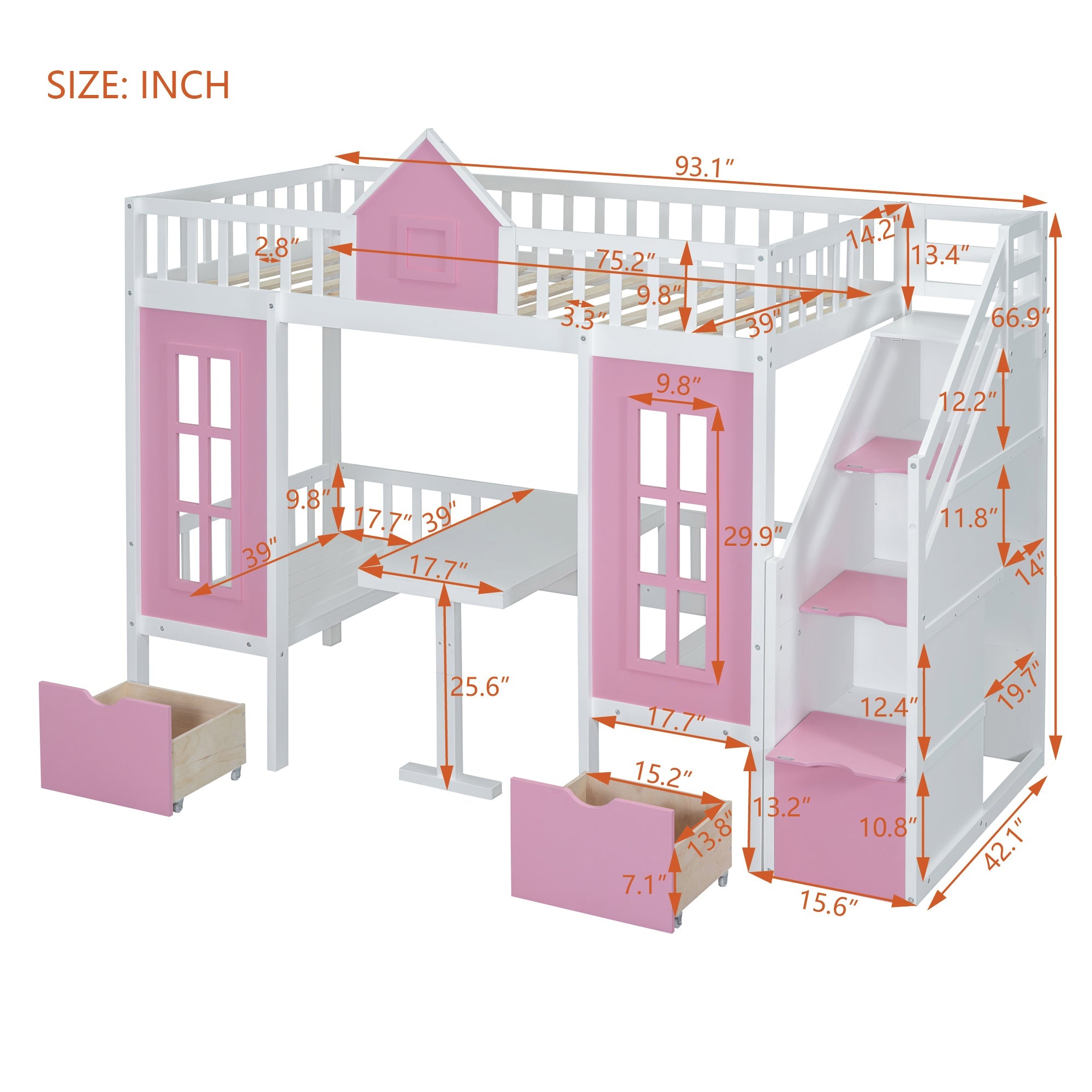 Twin-Over-Twin Bunk Bed with Changeable Table, Bunk Bed Turn into