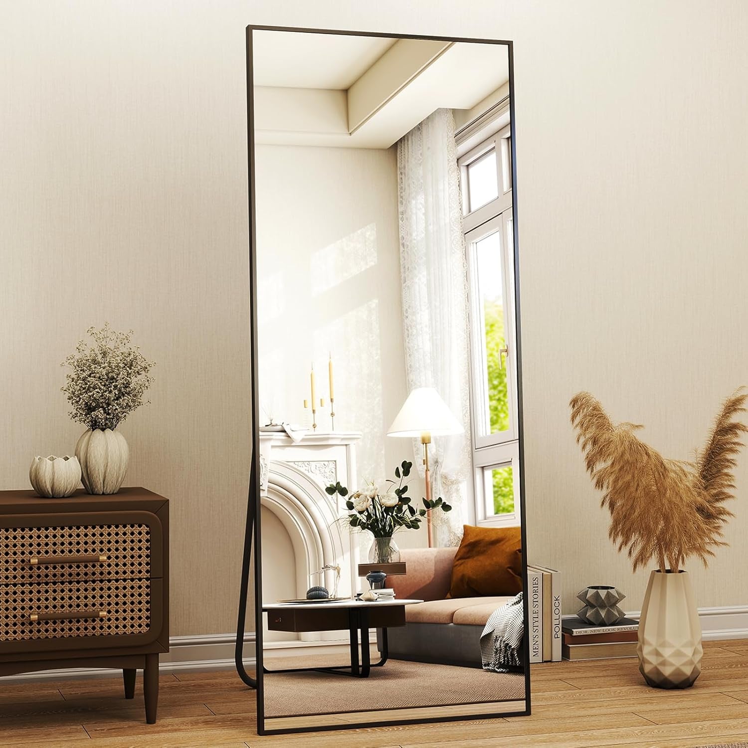 21"X 56" Rectangular Full-Length Mirror with Frame, Large Wall-Mounted or Leaning Floor Mirror for Bedroom, Entryway, and Living Room Décor, Modern Dressing Mirror for Home-1